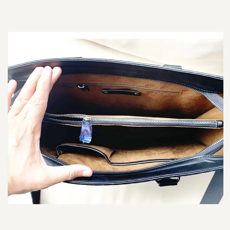5A Designer Portable Briefcase Brand Top Men'S Leather Single-Shoulder A4 Magazine Fashion Laptop Simple Business Handmade Woven Bag 2023 New